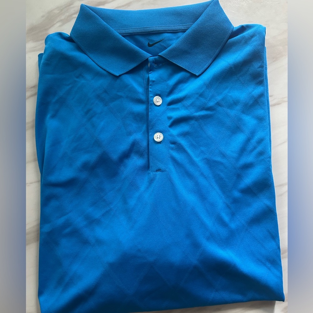 Nike Men’s Button Down Collared Carolina Blue Polo Golf Shirt Size L